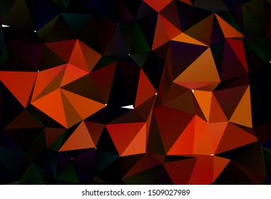 Light Orange vector triangle mosaic texture. Triangular geometric sample with gradient.  Triangular pattern for your business design.