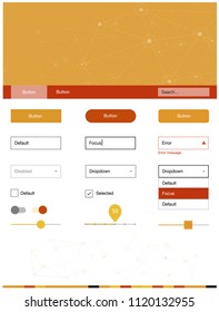 Light Orange vector ui kit in polygonal style with circles. Style guide with triangles, circles on abstract background. This sample is for your landing page.