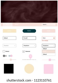 Light Orange vector ui kit with clouds & stars. Colorful ui/ux kit with header consisted of clouds & stars. Simple colorful design for websites.