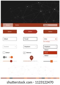 Light Orange vector ui kit in polygonal style with circles. Ui Ux kit with colorful polygonal background in its header. This template you can use for landing pages.