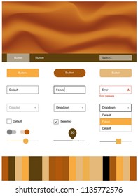 Light Orange vector ui kit with bubble shapes. Shining curly illustration in marble style with gradient. Simple colorful design for websites.