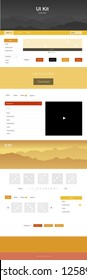 Light Orange vector ui kit with landscape. Web ui kit with abstract gradient hills in its header. Beautiful layout for websites, landing pages.