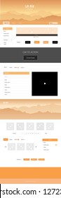 Light Orange vector ui kit with landscape. Colorful ui/ux kit with header consisted of hills & rocks. This sample is for your tourist website.