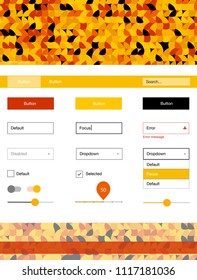 Light Orange vector ui ux kit with circles. Web ui kit with abstract gradient circles in its header. This sample is for your landing page.