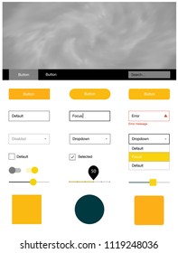 Light Orange vector ui ux kit with space stars. Beautiful ui ux kit with colorful sky in its header. Simple colorful design for websites.