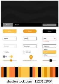 Light Orange vector ui ux kit with lines, ovals. Creative illustration in halftone marble style with gradient. Beautiful layout for websites, landing pages.