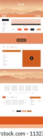 Light Orange vector ui ux kit with hills and rocks. Simple Material Design Kit with colorful mountains in header. Modern template for your landing page.