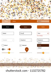 Light Orange vector ui ux kit with circles. Simple Material Design Kit with colorful dots in header. Simple colorful design for websites.