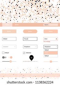 Light Orange vector ui ux kit with circles. Beautiful ui ux kit with colorful dots in its header. Beautiful layout for websites, landing pages.