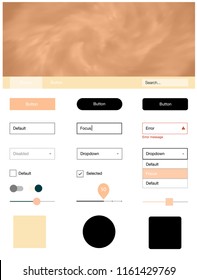 Light Orange vector ui ux kit with space stars. Colorful Style guide with stars on abstract background. This template you can use for websites.