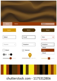 Light Orange vector ui ux kit with lines, ovals. Colorful illustration in abstract memphis style with gradient. Beautiful layout for websites, landing pages.