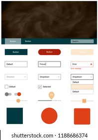 Light Orange vector ui ux kit with space stars. Web ui kit with abstract gradient clouds in its header. Modern template for your landing page.