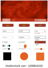 Light Orange vector ui ux kit with space stars. Modern Style guide with colorful gradient sky in its header. This sample is for your landing page.