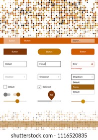 Light Orange vector web ui kit with spheres. Web ui kit with abstract gradient circles in its header. This template you can use for landing pages.