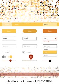 Light Orange vector web ui kit with spheres. Colorful ui/ux kit with header consisted of spheres. Beautiful layout for websites, landing pages.