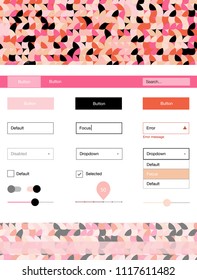 Light Orange vector web ui kit with spheres. Colorful ui/ux kit with header consisted of spheres. This template you can use for websites.