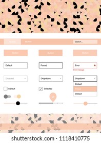 Light Orange vector web ui kit with spheres. Beautiful ui ux kit with colorful dots in its header. Beautiful layout for websites, landing pages.
