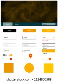 Light Orange vector web ui kit with nebula stars. Colorful ui/ux kit with header consisted of clouds & stars. This template you can use for landing pages.
