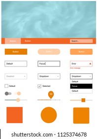 Light Orange vector web ui kit with nebula stars. Colorful ui/ux kit with header consisted of clouds & stars. This template you can use for websites.