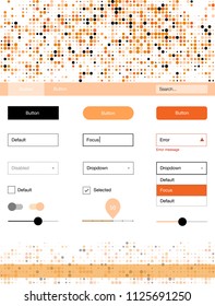 Light Orange vector web ui kit with spheres. Web ui kit with abstract gradient circles in its header. This sample is for your landing page.