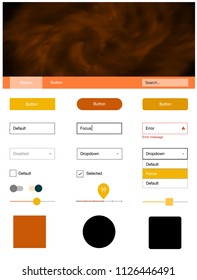 Light Orange vector web ui kit with nebula stars. Colorful ui/ux kit with header consisted of clouds & stars. This sample is for your website.