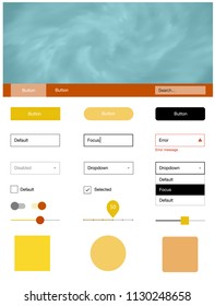 Light Orange vector web ui kit with nebula stars. Colorful Style guide with stars on abstract background. This template you can use for landing pages.