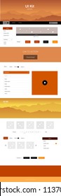 Light Orange vector web ui kit with mountains. Beautiful ui ux kit with colorful mountains in its header. Modern template for your landing page.