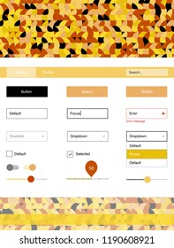 Light Orange vector web ui kit with spheres. Colorful ui/ux kit with header consisted of spheres. Modern template for your landing page.