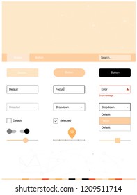 Light Orange vector web ui kit in polygonal style with circles. Simple Material Design Kit with colorful triangles, circles. This sample is for your landing page.