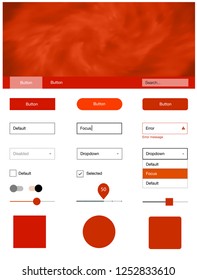 Light Orange vector web ui kit with nebula stars. Colorful ui/ux kit with header consisted of clouds & stars. This template you can use for websites.