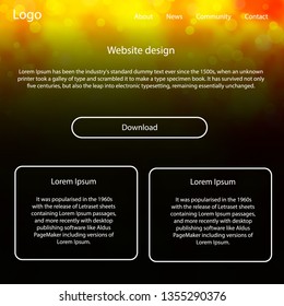 Light Orange vector web ui kit with nebula stars. Web ui kit with abstract gradient clouds in its header. This sample is for your website.