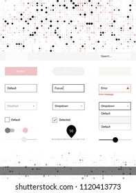 Light Orange vector wireframe kit with dots. Modern Style guide with colorful gradient circles in its header. Simple colorful design for websites.