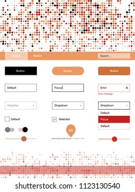 Light Orange vector wireframe kit with dots. Colorful ui/ux kit with header consisted of spheres. This template you can use for websites.