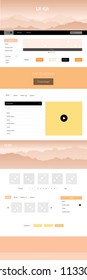 Light Orange vector wireframe kit with nature. Colorful ui/ux kit with header consisted of hills & rocks. Beautiful layout for websites, landing pages.