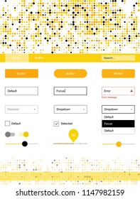 Light Orange vector wireframe kit with dots. Simple Material Design Kit with colorful dots in header. This template you can use for websites.