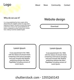 Light Orange vector wireframe kit with galaxy stars. Web ui kit with abstract gradient clouds in its header. This template you can use for websites.