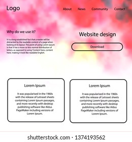 Light Orange vector wireframe kit with galaxy stars. Web ui kit with abstract gradient clouds in its header. This sample is for your landing page.