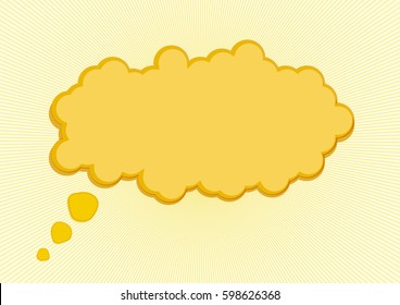 light orange yellow comics speech bubble with lined radial background. vector illustration