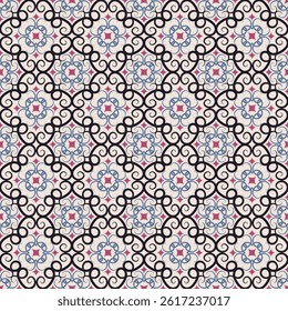 Light ornate lattice seamless pattern. Art forms are grouped and arranged in a specific order. Vector image for print, textile, packaging, interior design and your other projects.
