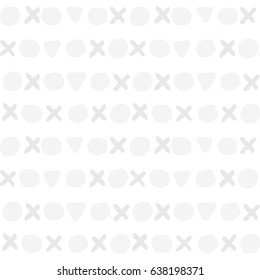 light painted color, graphic pattern of grey triangles, circles, crosses with textures on a white background