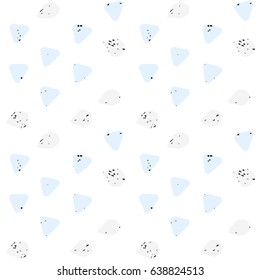 light painted color, graphic pattern of blue triangles and grey drops with textures on a white background