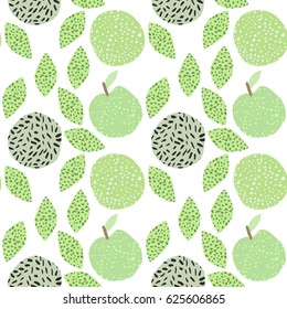 light painted color pattern of apples with leaves and a circle texture on a white background