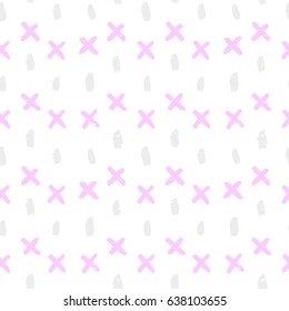 light painted color pattern of crosses graphic pink and grey smears, spots with textures on a white background