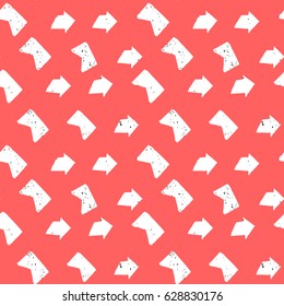 light painted color pattern from graphic geometric shapes and arrows with white textures on an red background