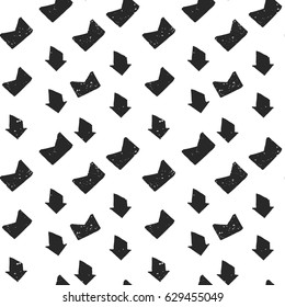 light painted color pattern of graphic black shooter triangular and rectangular geometric shapes with textures on a white background