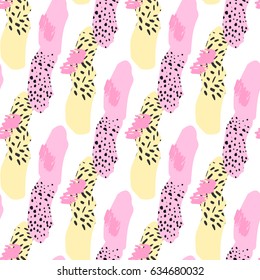 light painted color pattern of graphic spots, shapes, strokes, lines, contours and lines texture on white background