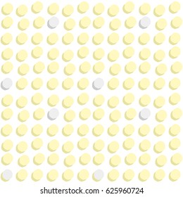 light painted color pattern of yellow circles on a white background
