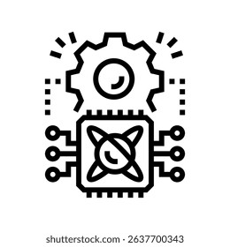 light particles interacting chip line icon vector. light particles interacting chip sign. isolated contour symbol black illustration
