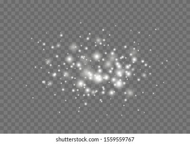 Light particles sparkles isolated on transparent background. Vector white glitter magic texture for Christmas, New Year card design. Glow blur light effect.
