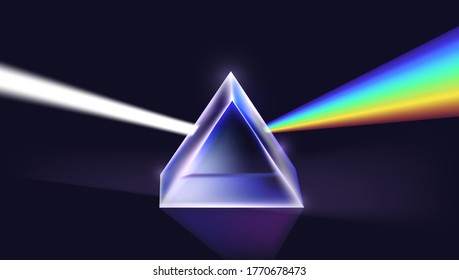 Light Passing Through a Triangular Prism. Physics Illustration Template. EPS10 Vector